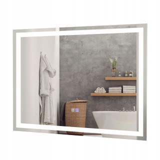 Kúpeľňové zrkadlo s LED podsvietením 80 x 60 cm Funkcia proti zahmlievaniu